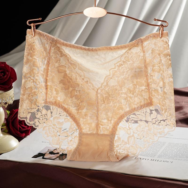 Women Lace Panties Mid-Waist Hollow Hip-Lifting Comfortable Briefs Embroidery Cotton Crotch Underwear
