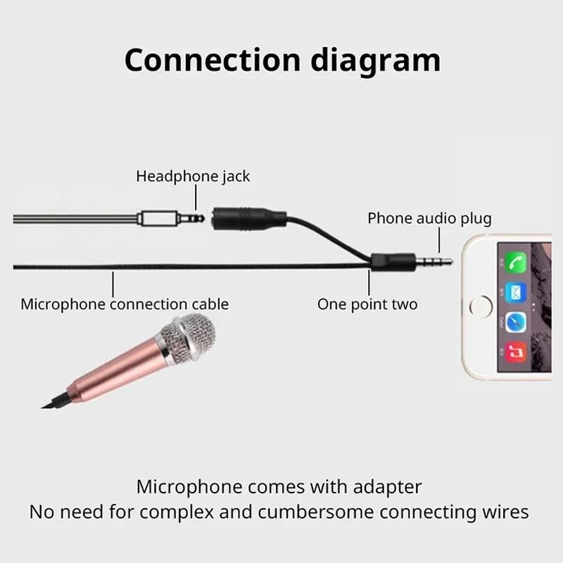 1/3pcs Portable 3.5mm Stereo Studio Mic KTV Karaoke Mini Microphone For Smart Phone Laptop PC Desktop Handheld Audio Microphone 6