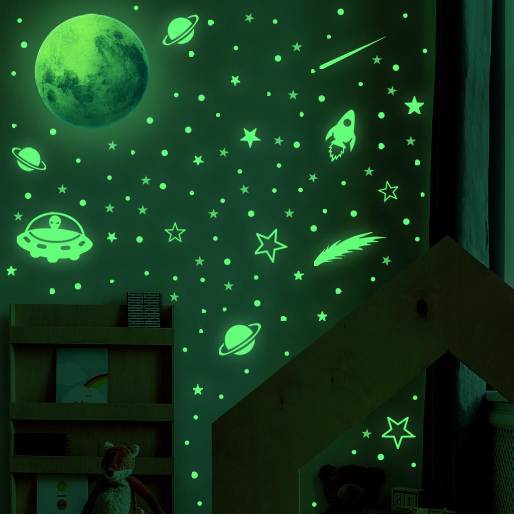 Luminous Moon Stars Kids Room Wall Sticker Baby Nursery Home Decor Wall Sticker Glow In the Dark Bedroom Ceiling Glow Sticker