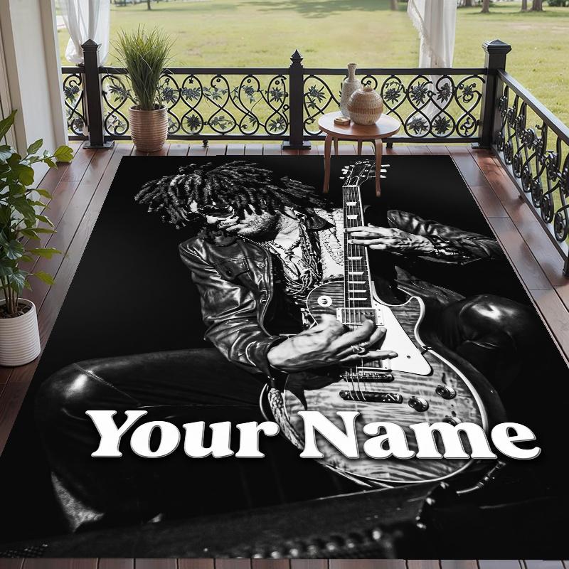 Custom Name Lenny Kravitz Crystal Velvet Floor Rug Personalized Text Soft Carpet Home Decor