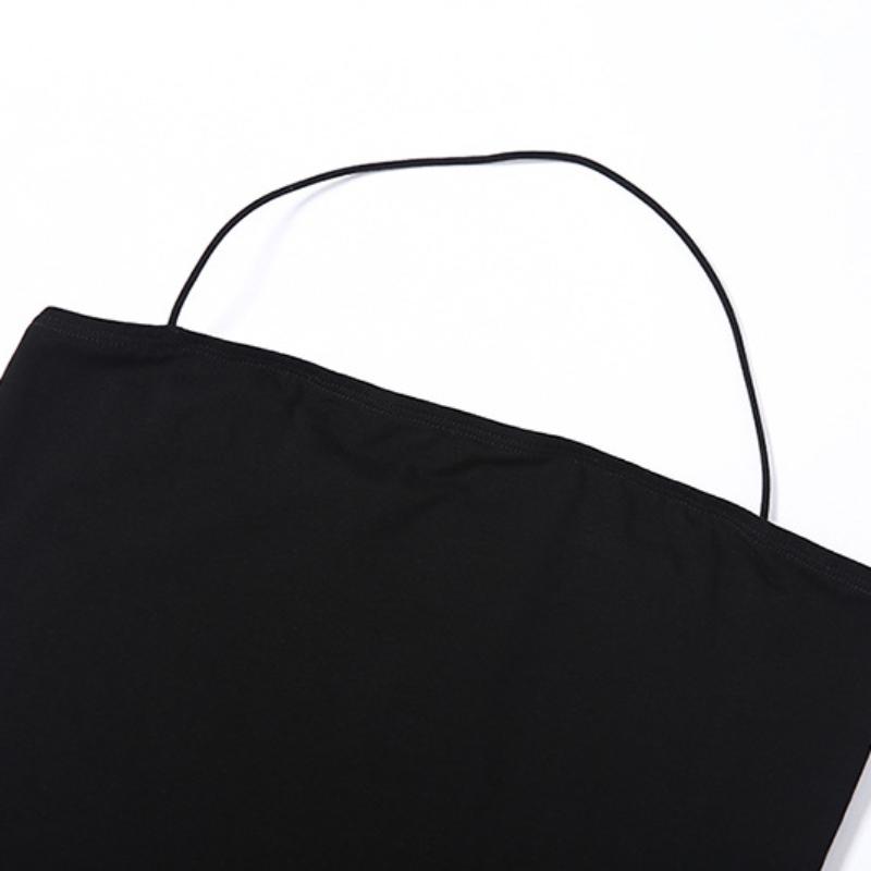 Y2K Strapless Tight Fitting Women's Summer Sexy One Shoulder Off Shoulder Solid Color Backless Jumpsuit Top