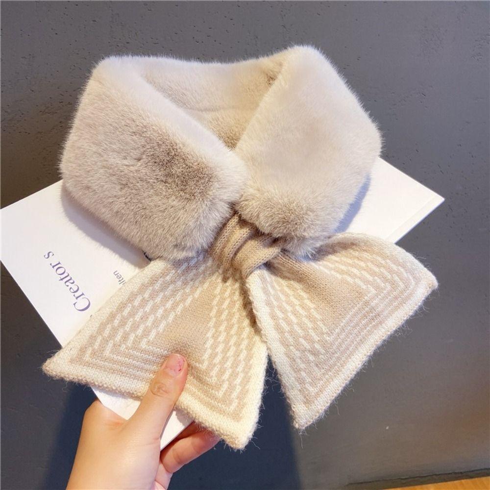 Thicken Neck Scarf Faux Rabbit Fur Plush Scarf Cute Neck Warmer  Winter
