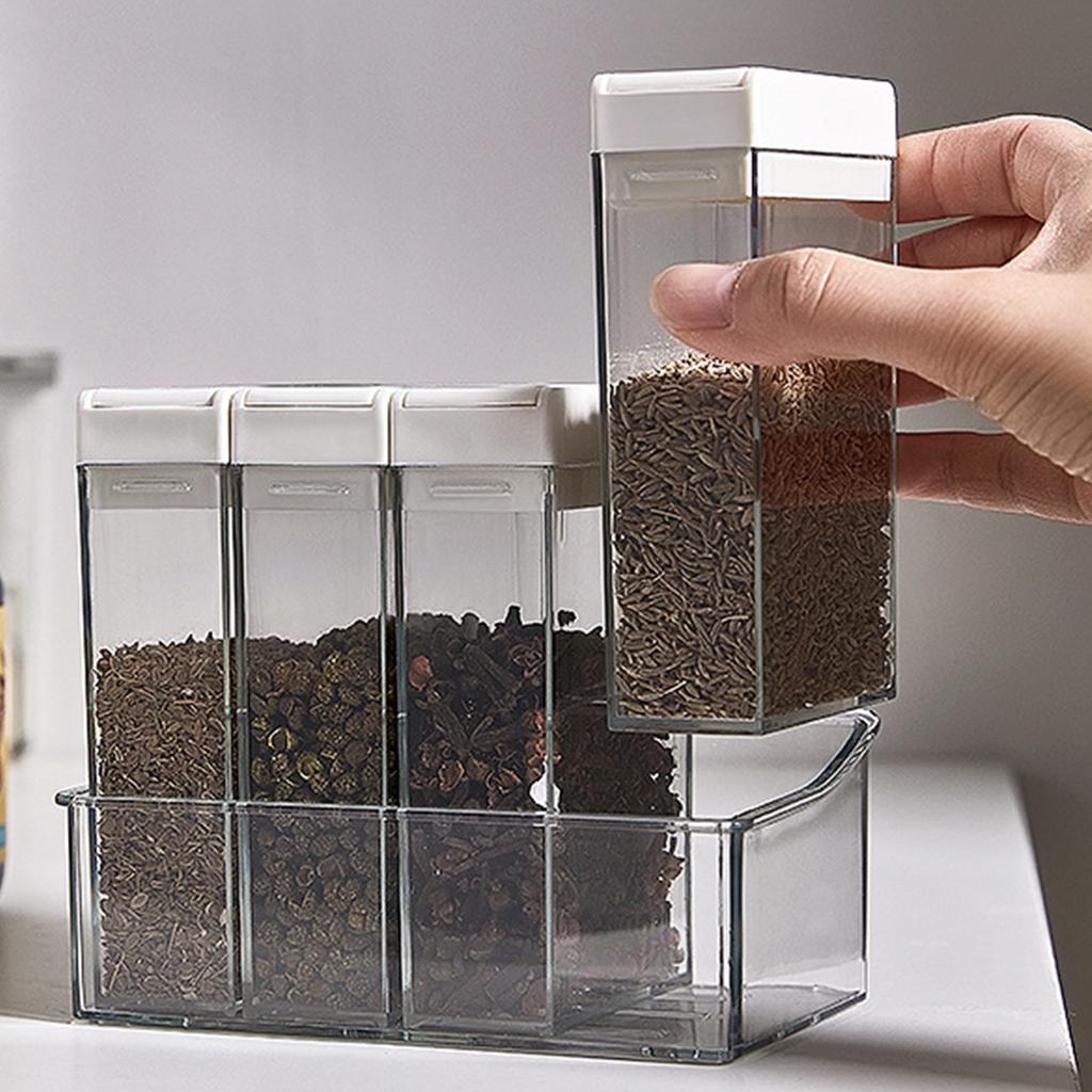 4 шт. коробка для приправ, плотно запечатанная, прозрачная, соль, сахар, контейнер для приправ, кухонный органайзер для специй