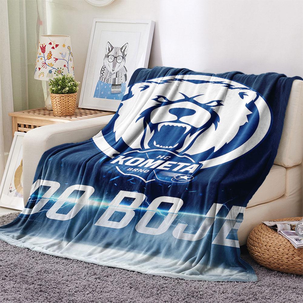 1PC HC Kometa Brno Patterned Flannel Blanket Suitable For All Seasons for Home Decor Warmth and Comfort Gifts Holiday Present