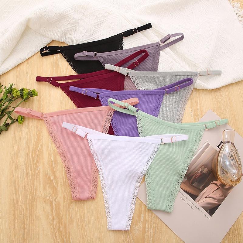 Хлопковые стринги, нижнее белье, регулируемое нижнее белье, удобные трусы, дышащие стринги для девочек, нижнее белье, бикини