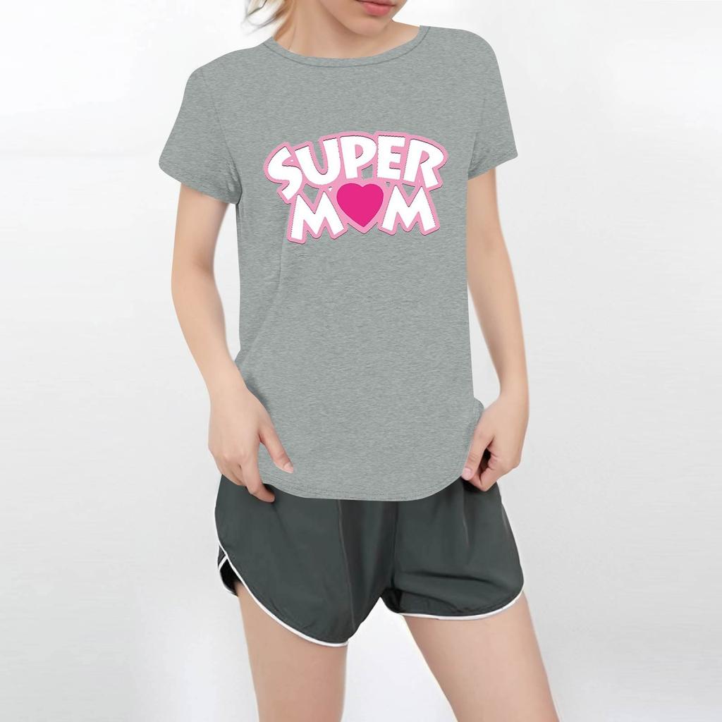 Women's Round Neck Casual Printed Short-sleeved T-shirt Top