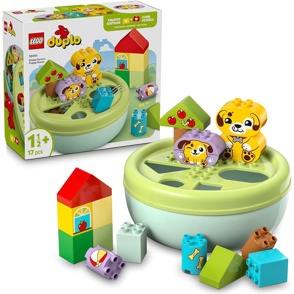 LEGO DUPLO First Dog House and Shape Sorting Puzzle Toy for Kids Ages 1.5 to 3 Years Educational Building Blocks