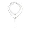 Salircon Exquisite Elegant Baroque Imitation Pearl Choker Necklace Trendy Silver Color Geometry Pendant Neck Accessories Jewelry