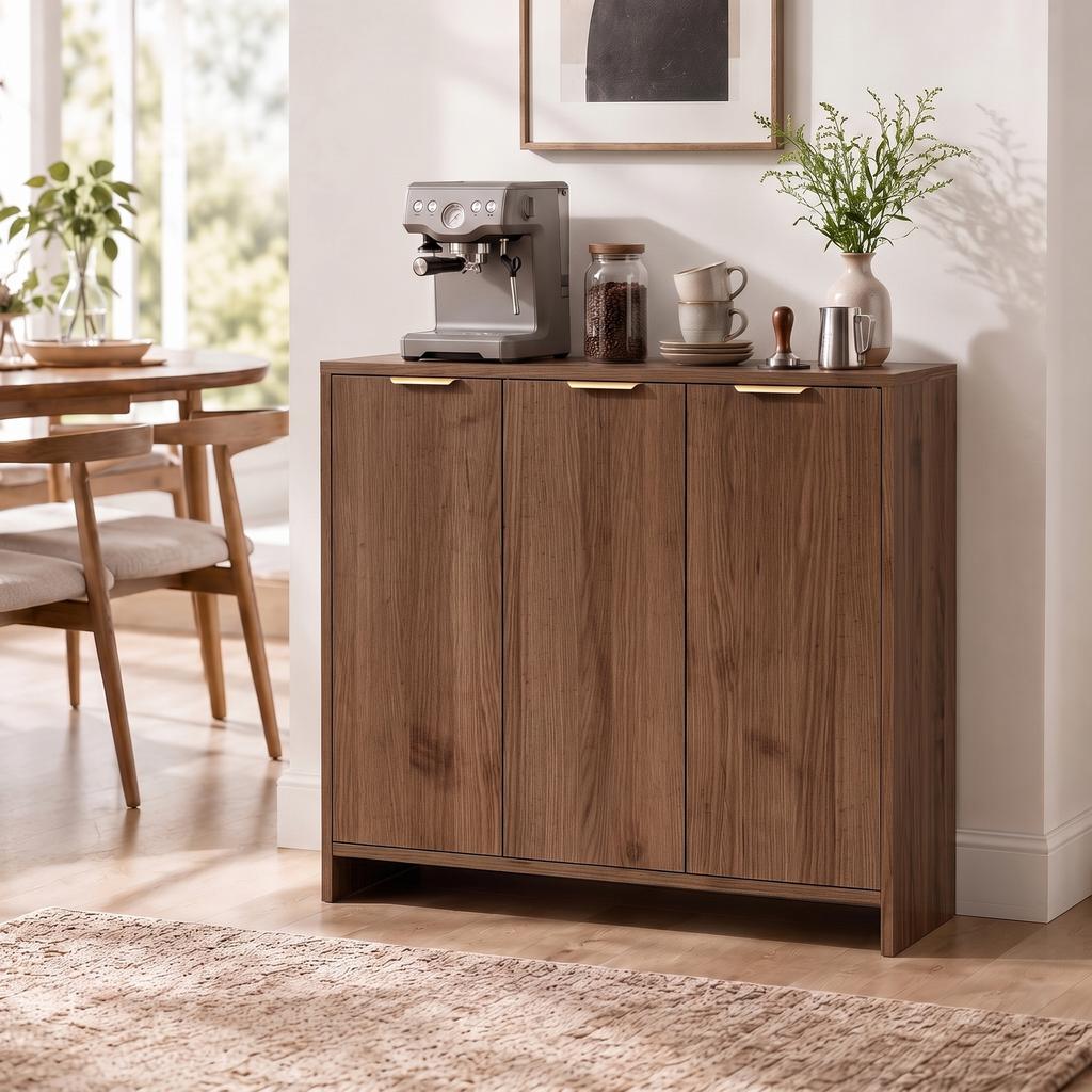 Sideboard Cabinet Modern Storage Cabinet With 3 Doors And Adjustable Shelves For Living Room Dining Room Brown