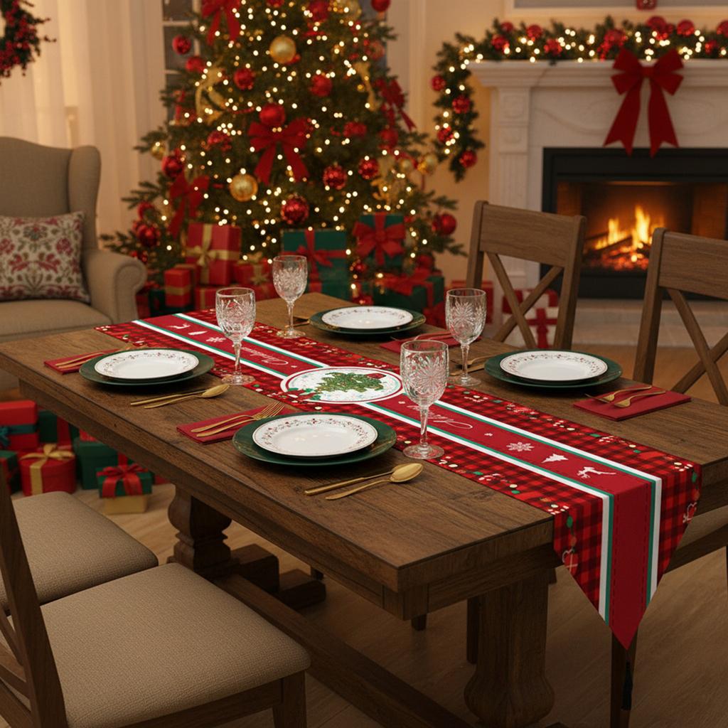 Christmas Table Runner Merry Christmas Decoration For Home Xmas Table Decor 2025 Happy New Year Holiday Kitchen Dining Table Dec