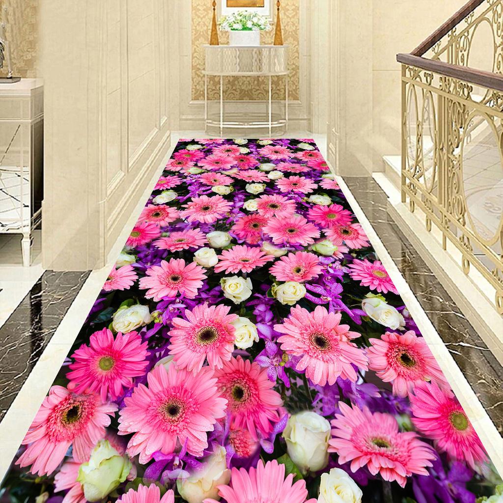 3D Цветочные лестничные ковры Коврики для коридоров Коврик для длинных проходов для входа / прихожей Коврики для пола с противоскользящим покрытием