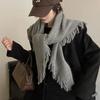 Корейский нишевый треугольный шаль-кисточка для женщин - Универсальный, теплый осенне-зимний шарф