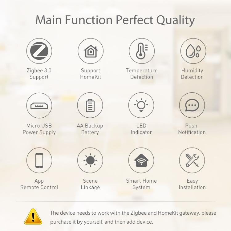Tuya Zigbee Smart Temperature and Humidity Sensor Micro USB / Battery Powered Home Security Work with Homekit Alexa Google Home