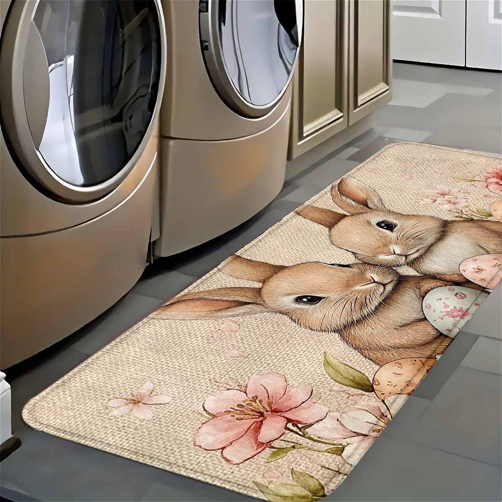 1Pcs Anti Fatigue Kitchen Rugs, Easter Bunny Print Waterproof Non-Slip Thick Cushioned Kitchen Mat Heavy Duty Comfort Standing Mat for Kitchen