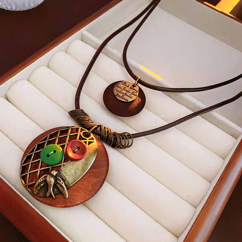 Этнический стиль ретро деревянная цепочка свитера богемный праздничный стиль многослойная одежда длинное ожерелье женские аксессуары ювелирные изделия