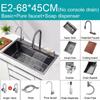 Multifunction Black Nano Kitchen Sink Waterfall Faucet Large Single Bowl Cup Washer Pure Tap Soap Dispenser 304 Stainless Steel
