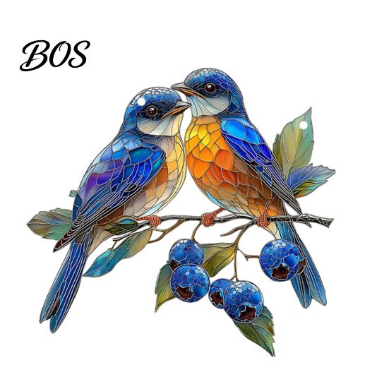 Weatherproof Hanging Sun Catcher Red Bird Catcher, 2D Acrylic Decoration, Stained High-definition Printed Decor Glass Style Bluebird Suncatcher