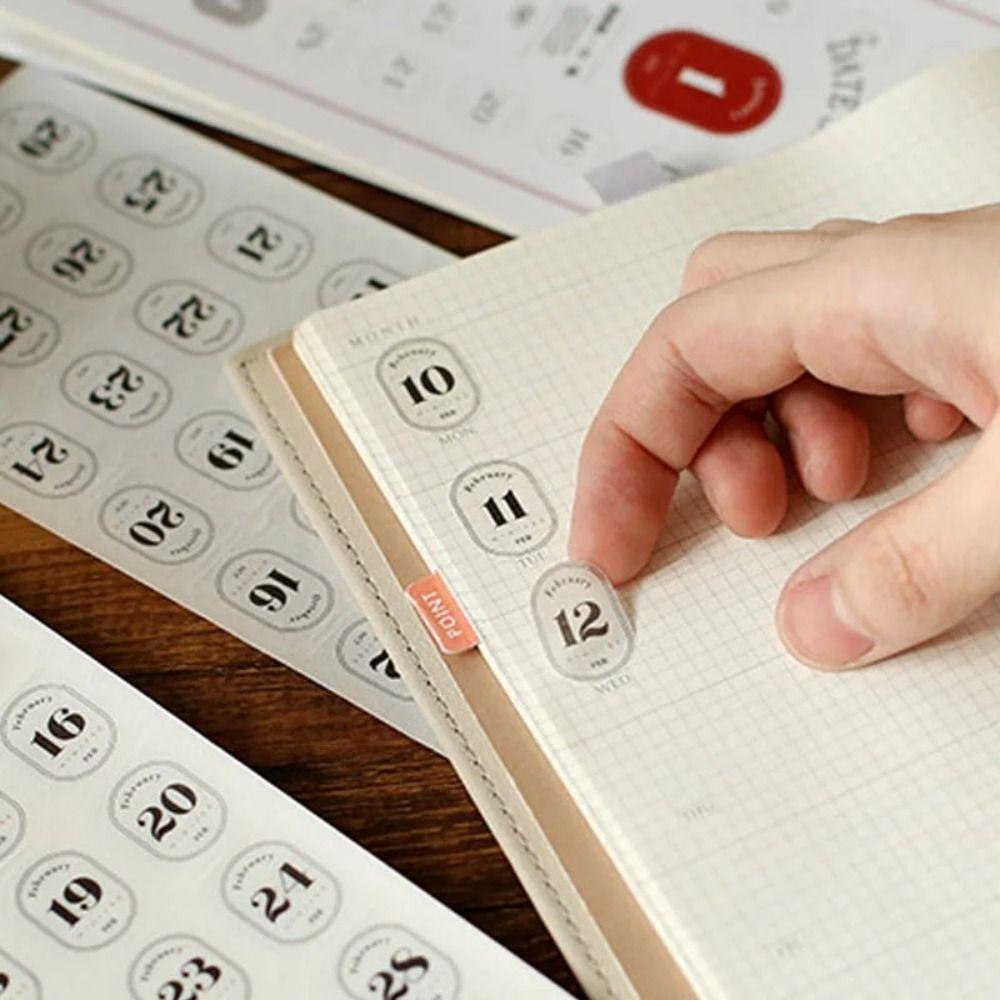 12 Pcs/pack Washi Calendar Sticker Collage Material Stationery Stickers  School Supplies