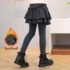 Girls' Faux-Layered Fleece-Lined Skirt-Leggings