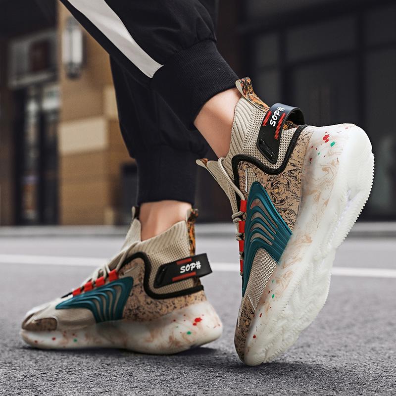 Мужская модная дышащая обувь большого размера с высоким берцем и сеткой