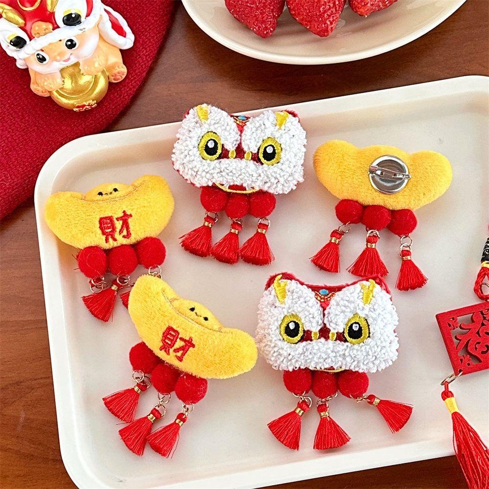 Lucky Spring Festival Pin Coin Chinese Style Pin Fashion Lion Dance Brooch  Party