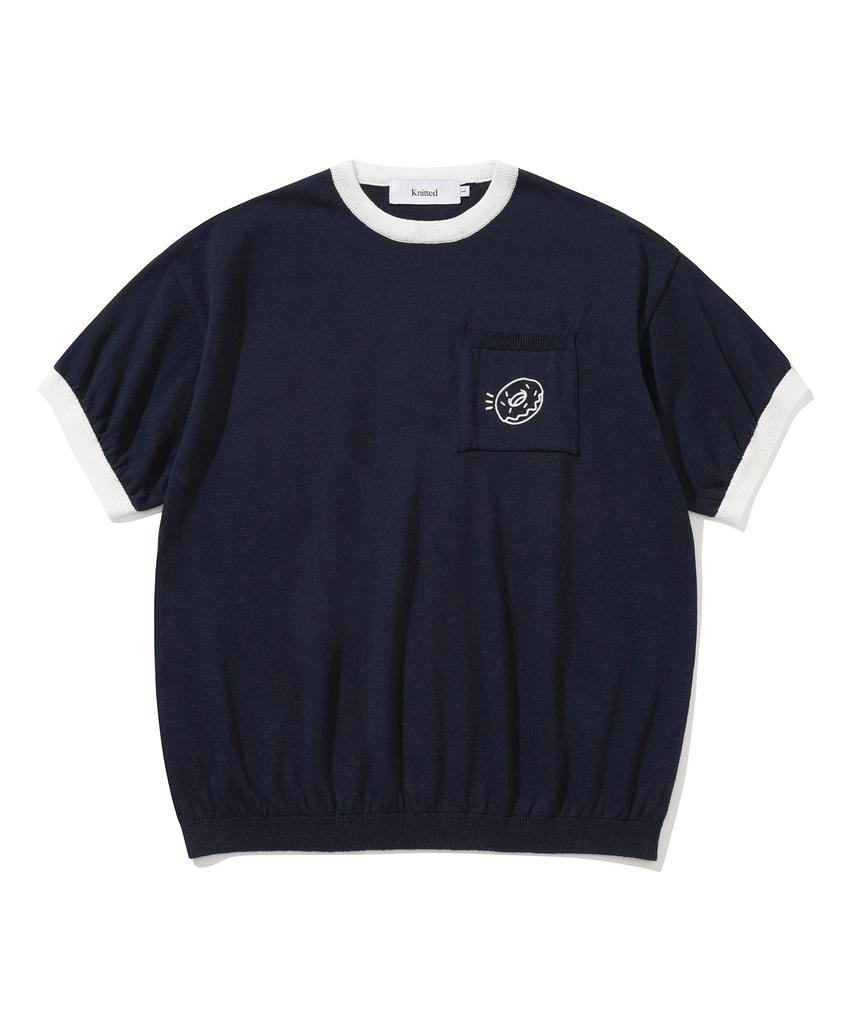 KNITTED Donut Pocket Round Knit Navy