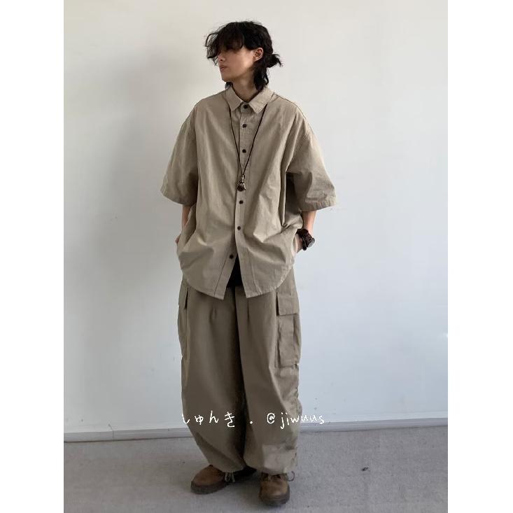 Рубашка с короткими рукавами в стиле ретро в гонконгском стиле, мужская летняя японская свободная рабочая одежда, повседневная куртка с рукавами пять четвертей