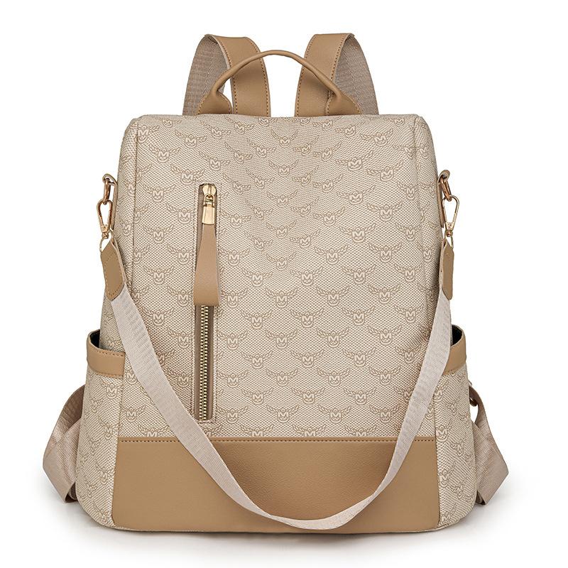 Рюкзак Anti-Theft, женский, большой емкости, мягкий кожаный рюкзак, контрастный цвет, многоцелевой, школьная сумка