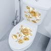 Красивая золотая цветочная наклейка на унитаз для ванной комнаты, декоративная наклейка, водонепроницаемая, самоклеящаяся