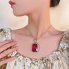 Jewelry Copper Bottom Gold-Plated Simulation Orange Red Zirconium Temperament Simple Pendant Necklace Main 20 * 28