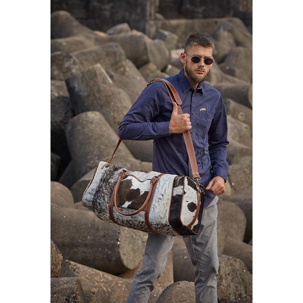 New Bag Amore Cowhide & Leather Duffle Travel