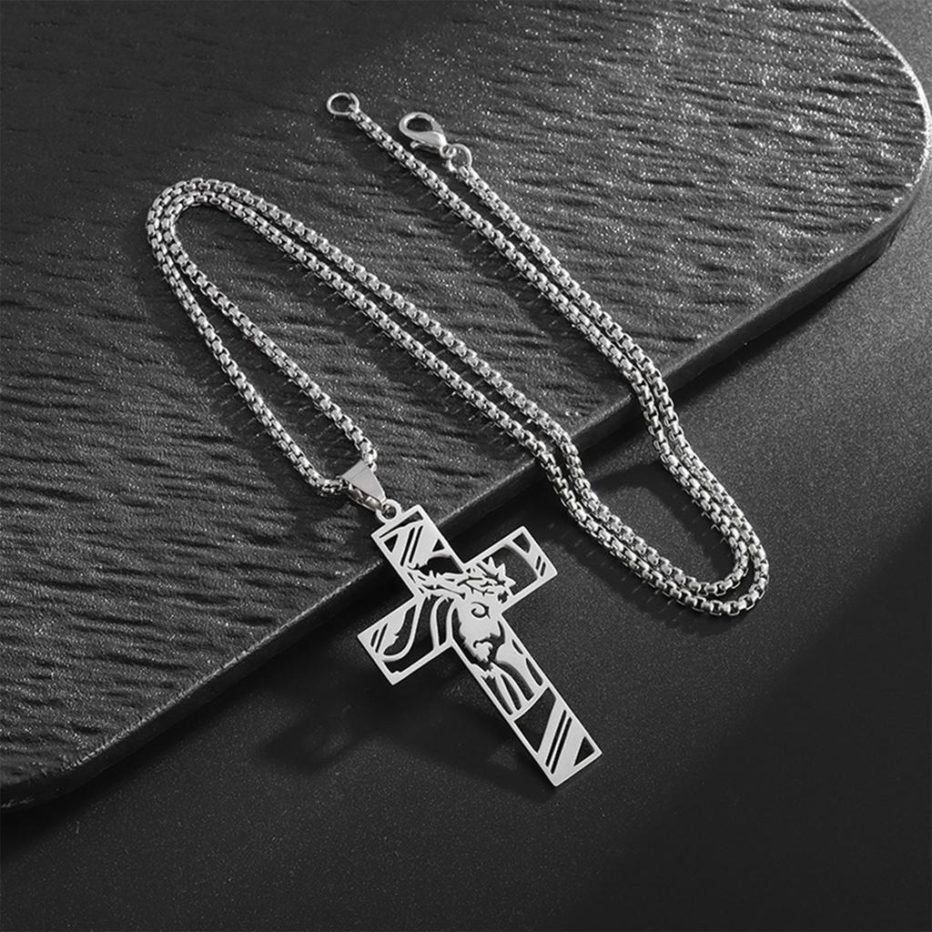 Adjustable Length Clavicle Chain Crucifix Pendant Necklace Unisex Christian Religious Neckchain Jewelry for Men Women