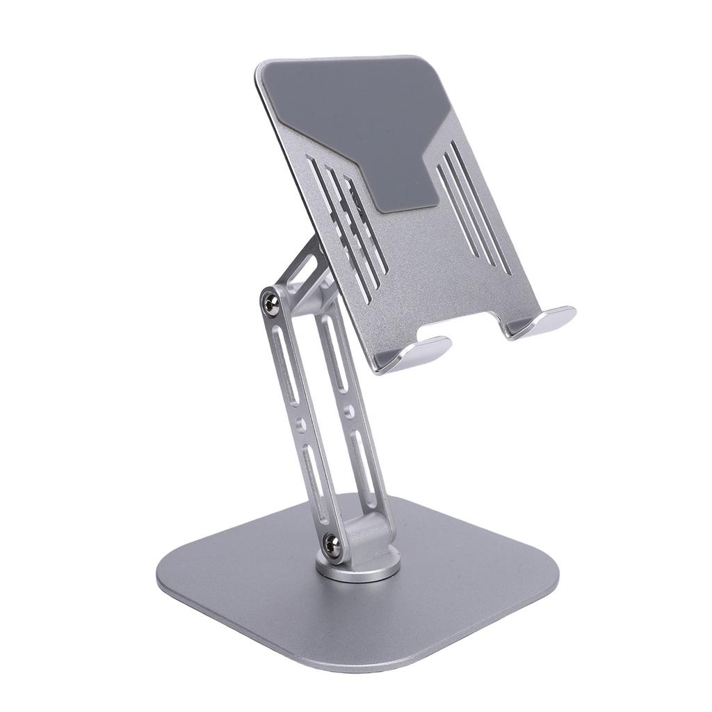 Desk Tablet Stand Adjustable Foldable 360 Degrees Rotating Metal Desk Tablet Holder for Cell Phone Silver