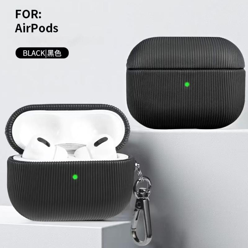 Роскошный кожаный чехол в полоску для наушников AirPods Pro 2 3 с поддержкой беспроводной зарядки, жесткий ПК-защита для наушников Airpods 1 2 3 4