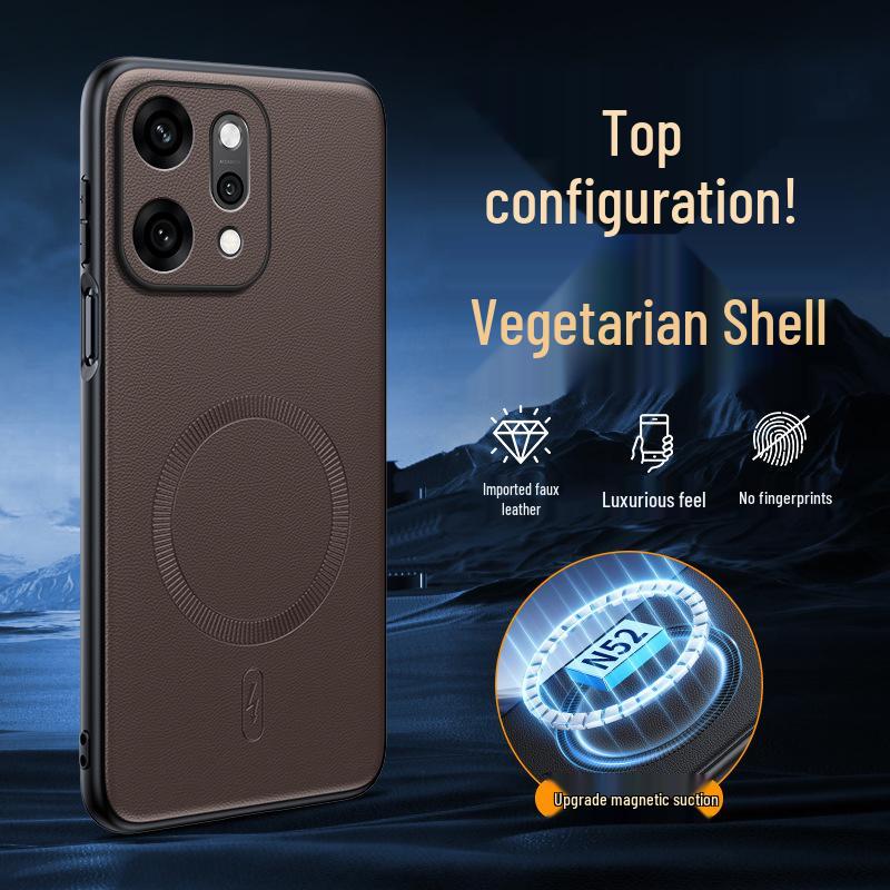 Кожаный магнитный противоударный чехол для телефона Vivox200/iQOO15/iQOO Z10 - Простой, лаконичный дизайн