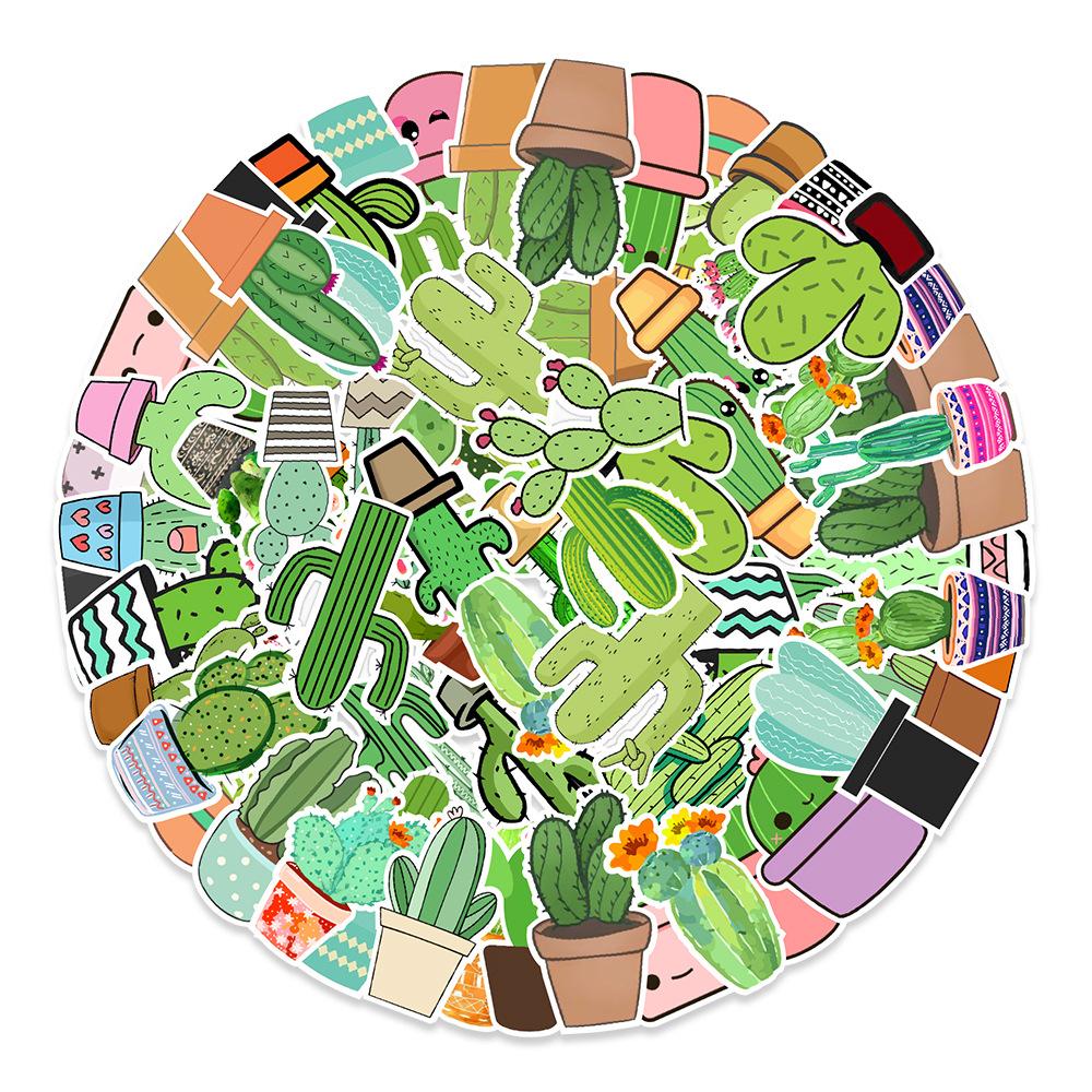 50 Green Plant Cactus Doodles Stickers Car Suitcase Water Cup Hand Tent Decoration Stickers