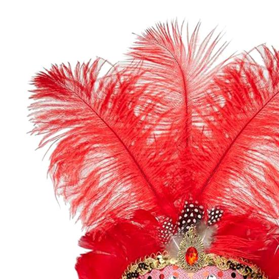Feather Headpiece Hair Band with Rhinestones Sequins Elastic Carnival Headdress Women Lightweight Festival Headdress