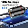 Новое 100 Вт автомобильное зарядное устройство с кольцом для вытягивания, мини-скрытое быстрое зарядное устройство PD30W, многофункциональное автомобильное зарядное устройство, адаптер быстрой зарядки, двойной USB-порт
