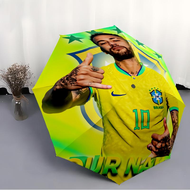 Personalized Name Brazilian football player Print Umbrella, UV Shielding. It Has Eight Sturdy Ribs for Outdoor Use And Perfect As a Holiday Gift