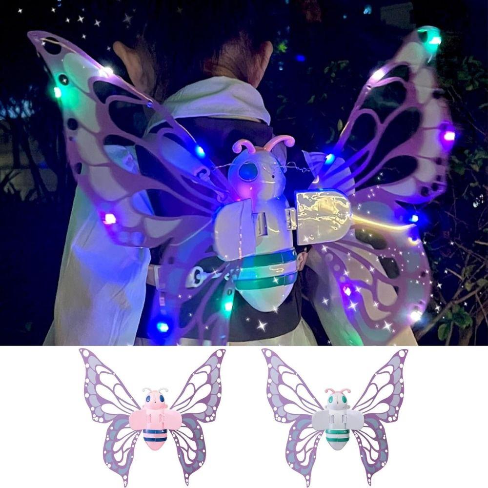 Luminous Glowing Light Up Fairy Wings with LED Lights Adjustable Straps Moving Angel Wings Princess Dress Up Toys Kids Gift