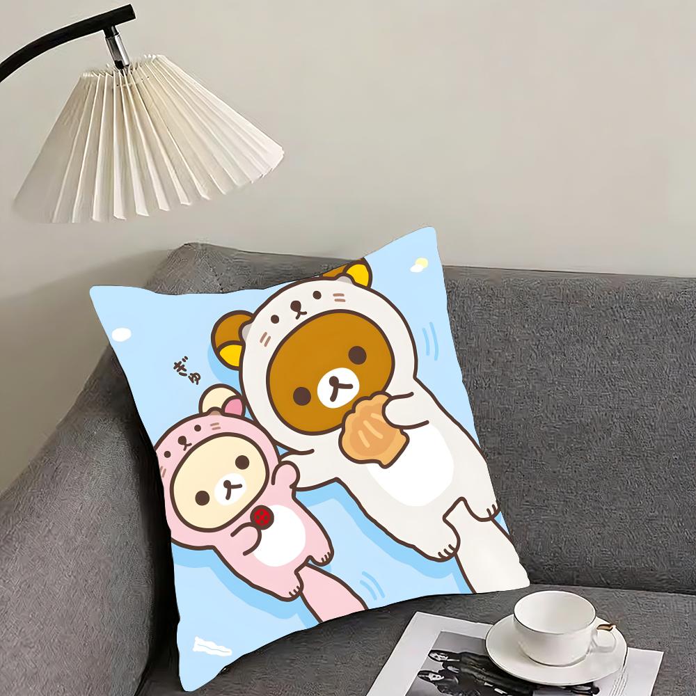 RRilakkuma Cartoon Cushion Cover Pillowcase Ultra Soft Skin Friendly Fabric Cloud Like Comfort Concealed Zipper