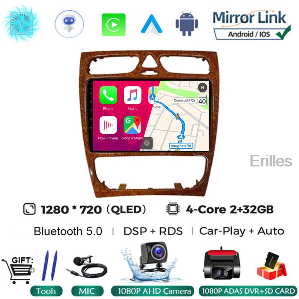 Автомобильное радио Android 14 для Mercedes Benz C Class W203 C200 C320 C350 CLK W209 2002 - 2005 Автомобильный стерео мультимедийный проигрыватель без DVD