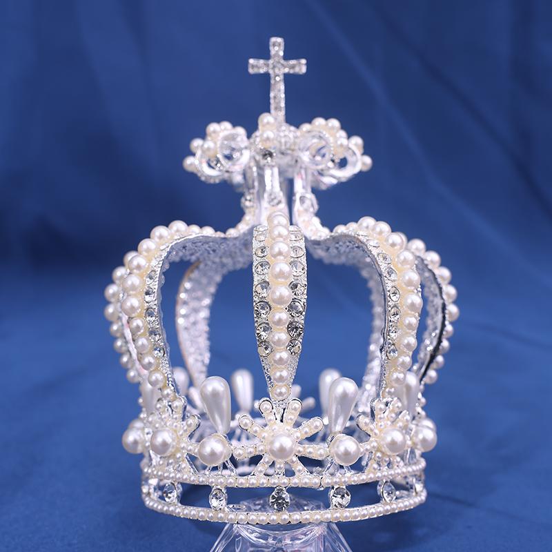 Жемчужное стекло, горный хрусталь, садовая корона, европейская тиара принцессы, круглая корона в стиле барокко, хрустальная полная корона, королевская тиара
