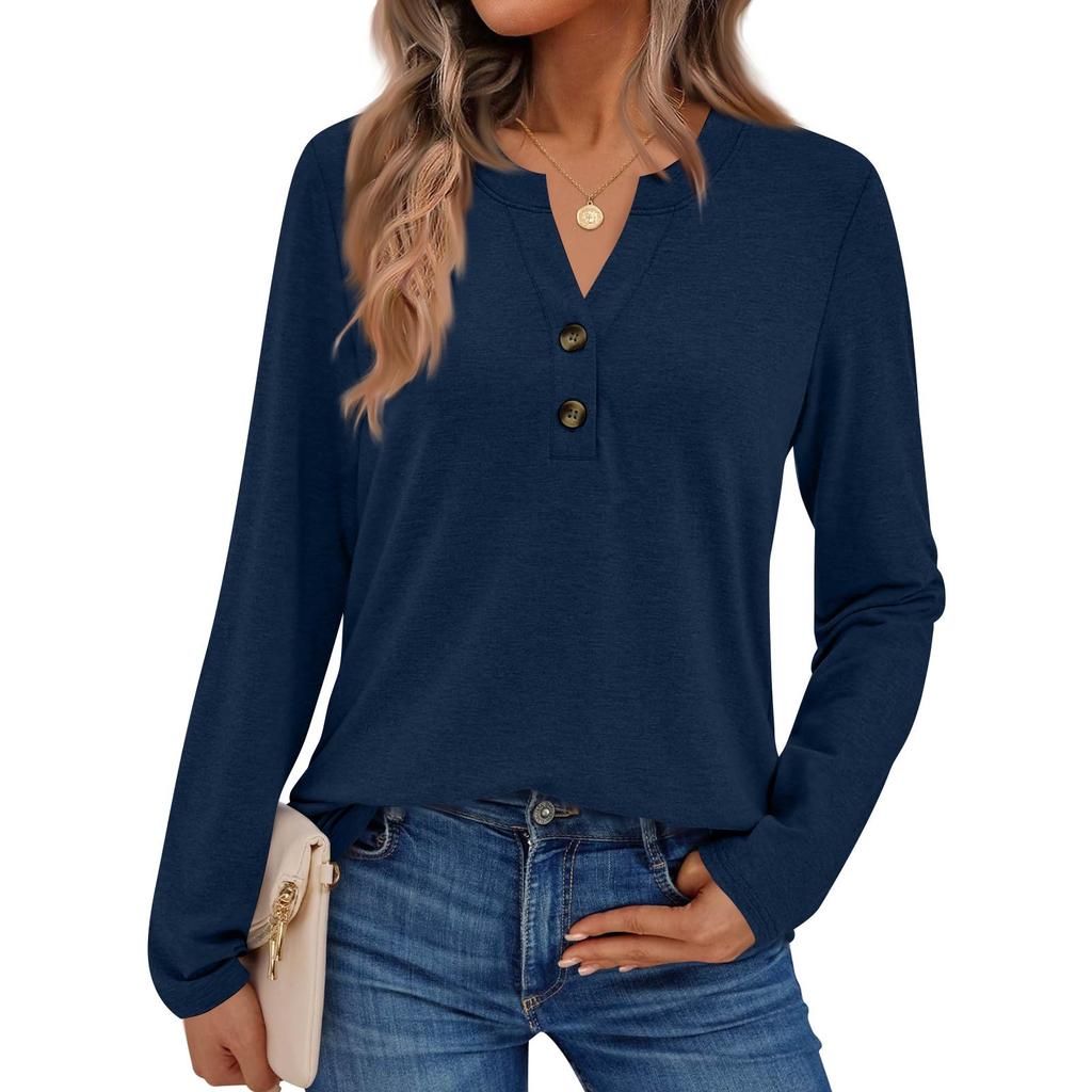 Women's Solid Color Long Sleeve Shirts Elegant Casual Tops Trendy Shirts Tops