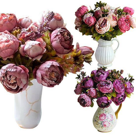 8 Heads Vintage Artificial Peony Flower Wedding Party Home Room Decoration Gift