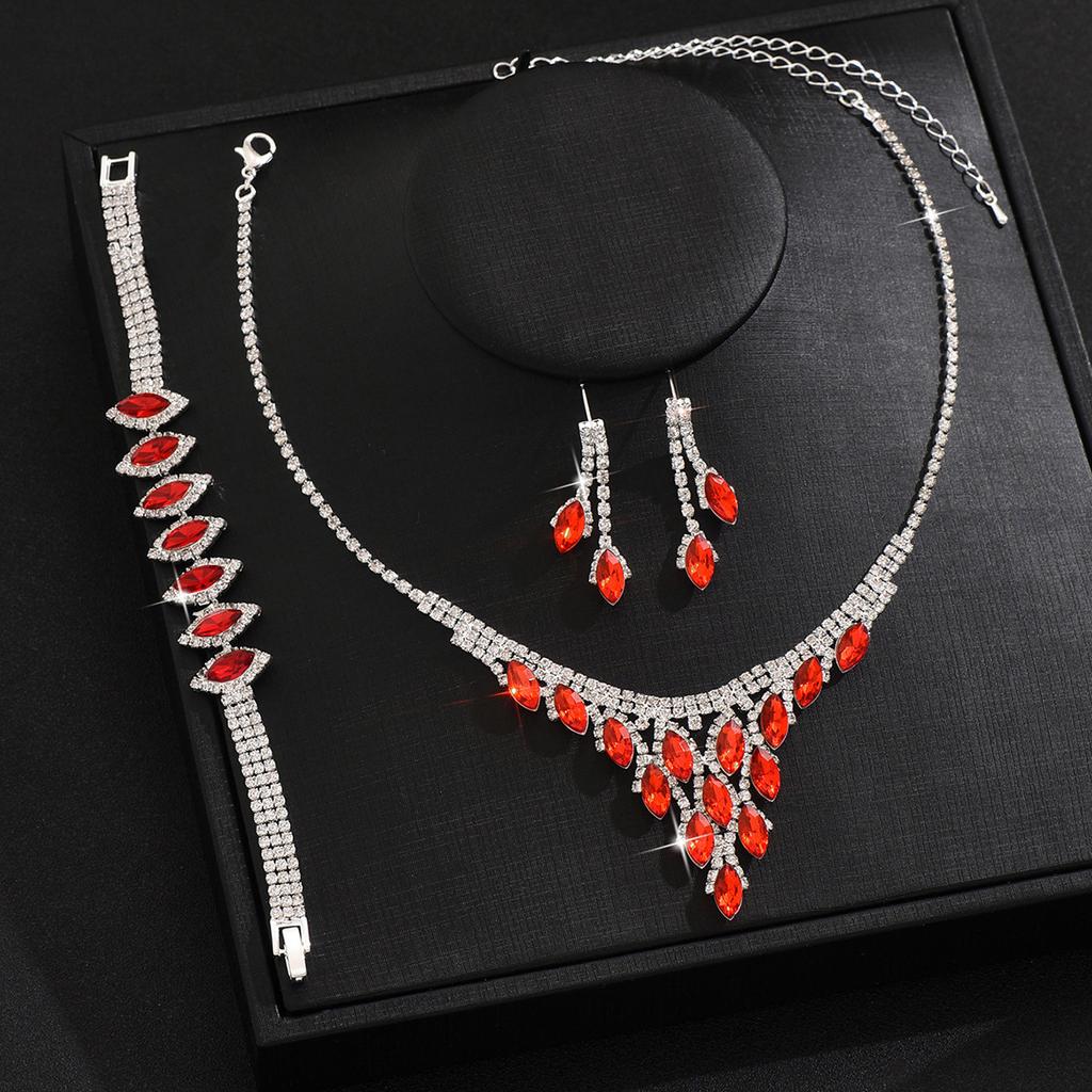 Свадебное хрустальное ожерелье с бриллиантами, серьги, браслет, комплект, изысканное платье, ожерелье, аксессуары высокого класса