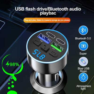 Bluetooth 5.0 FM-трансмиттер автомобильный Зарядное устройство для телефона MP3-плеер автомобильный USB прикуриватель автомобильное зарядное устройство PD быстрая зарядка
