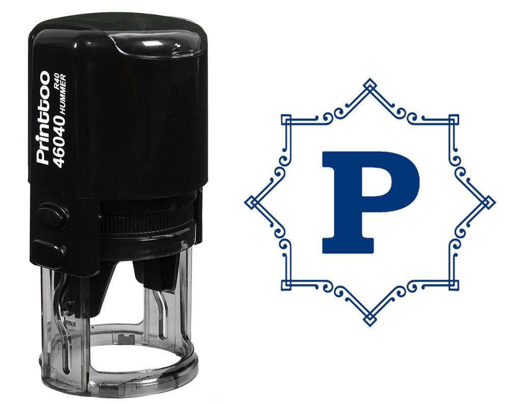 Printtoo Alphabet P Monogram Initial Octagon Celtic Swirl Frame R-40 Self Inking Rubber Stamp Office