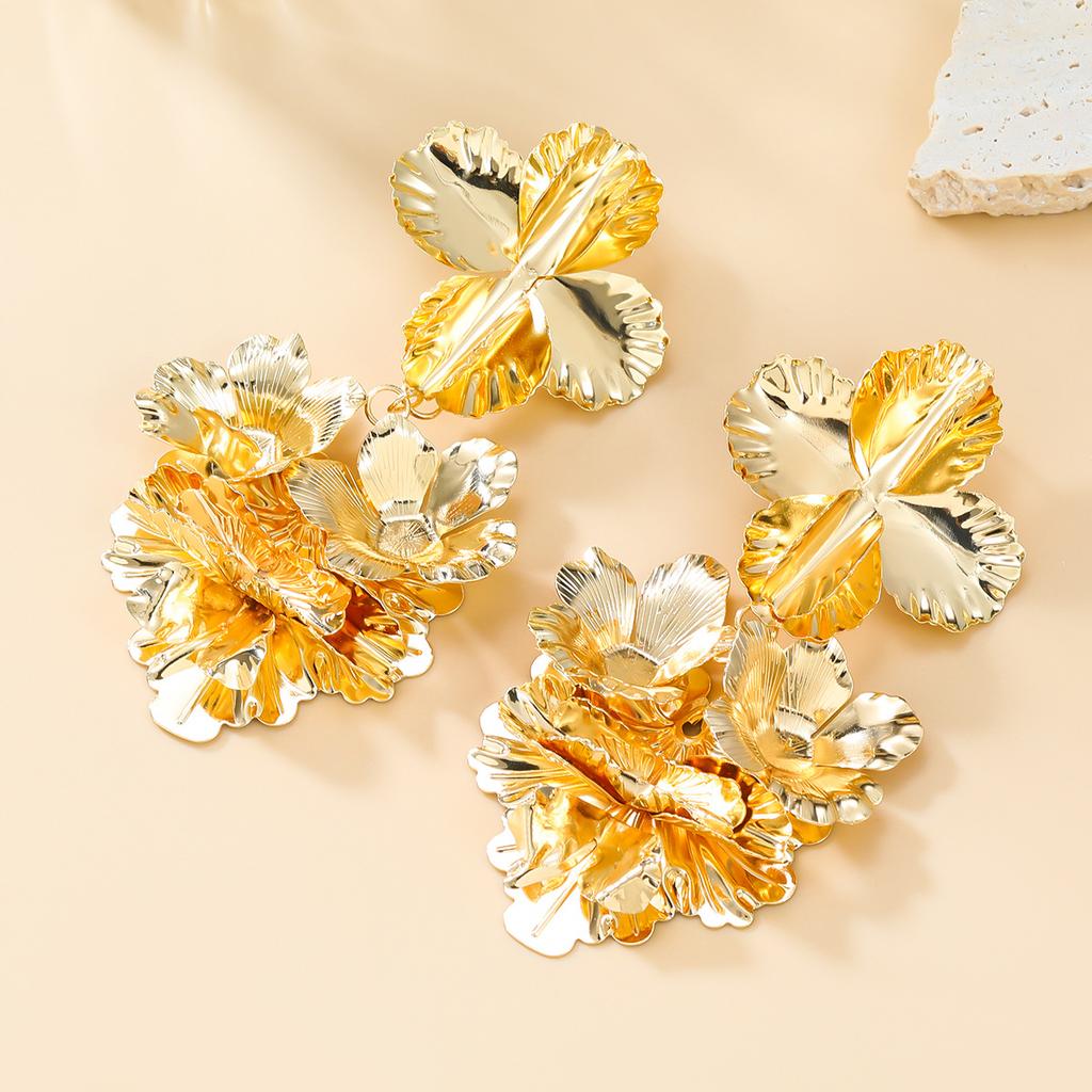 Punk Goth Flower Drop Earrings for Women Statement Piercing Earring Wed Jewelry Accessories