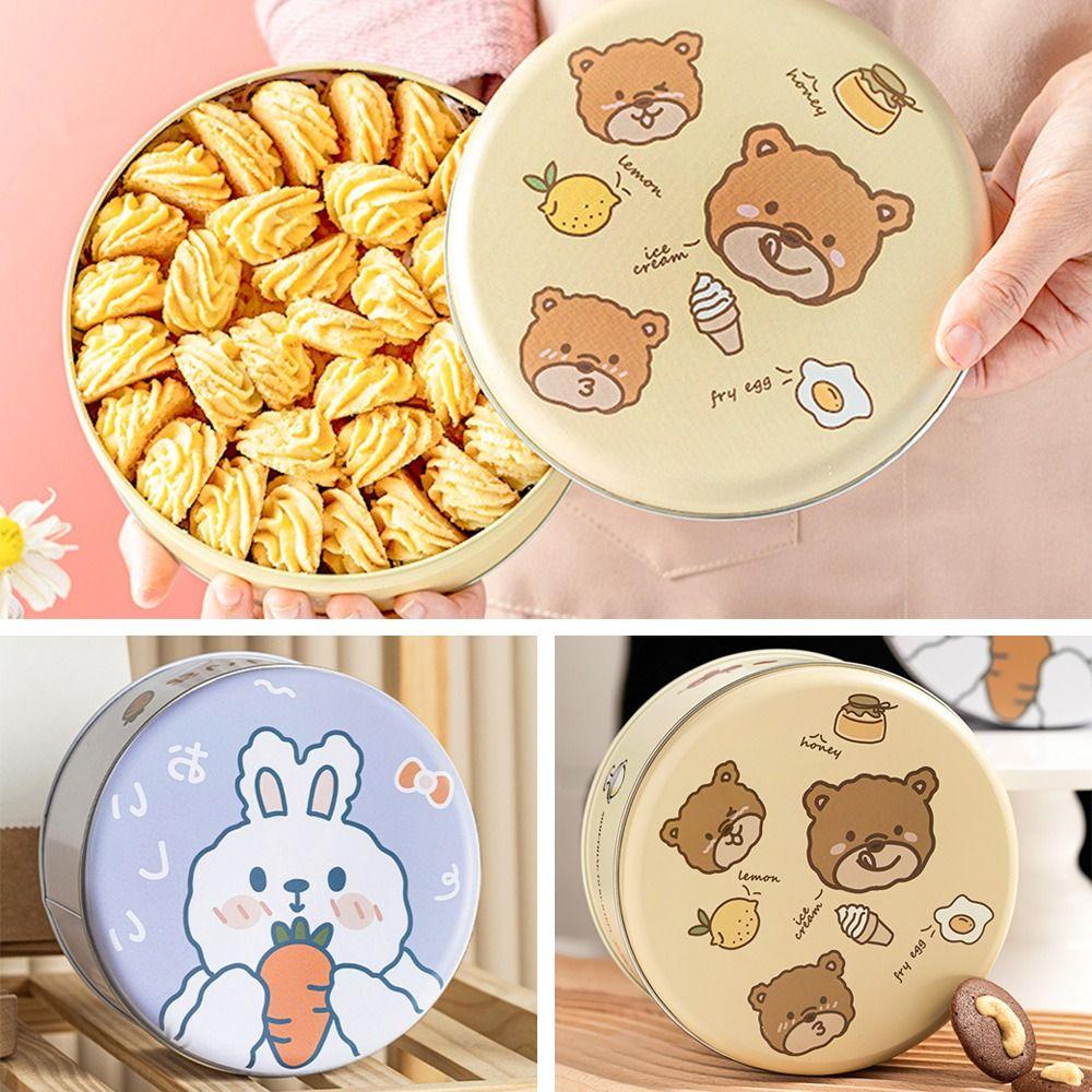 Мультяшная подарочная коробка, упаковочный чехол, жестяная коробка для печенья, коробки для упаковки конфет, круглая банка для хранения печенья